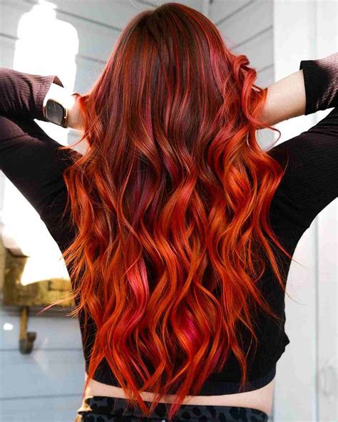 black hair bright red balayage|More.